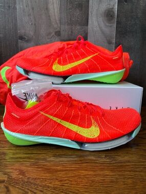 Nike Air Zoom Victory 2 Bright Crimson Lime Track Spikes FD8411-600 Men Size 9.5